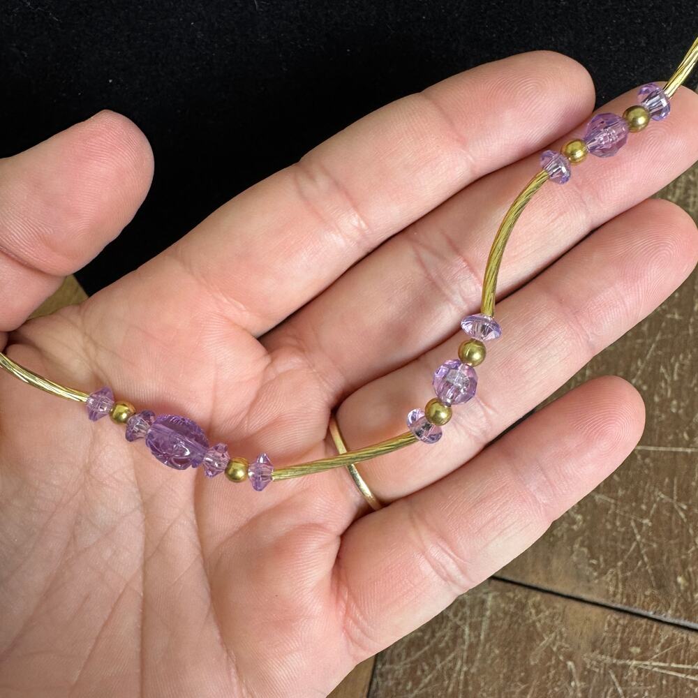 Artisan Handmade Purple & Gold Bead 23 inch necklace & earring‎ set - Picture 4 of 5